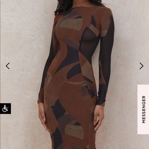 Brown Print Mini Dress
